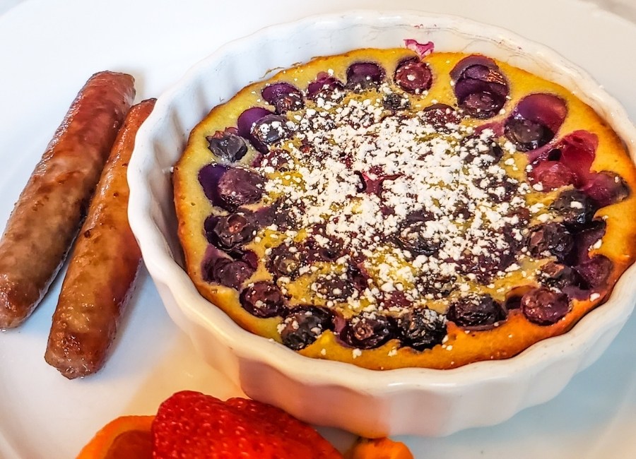 breakfast clafoutis and sausage 